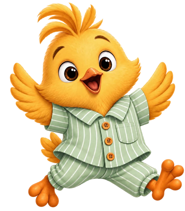 Sunny leaping for joy in his green striped pajamas
